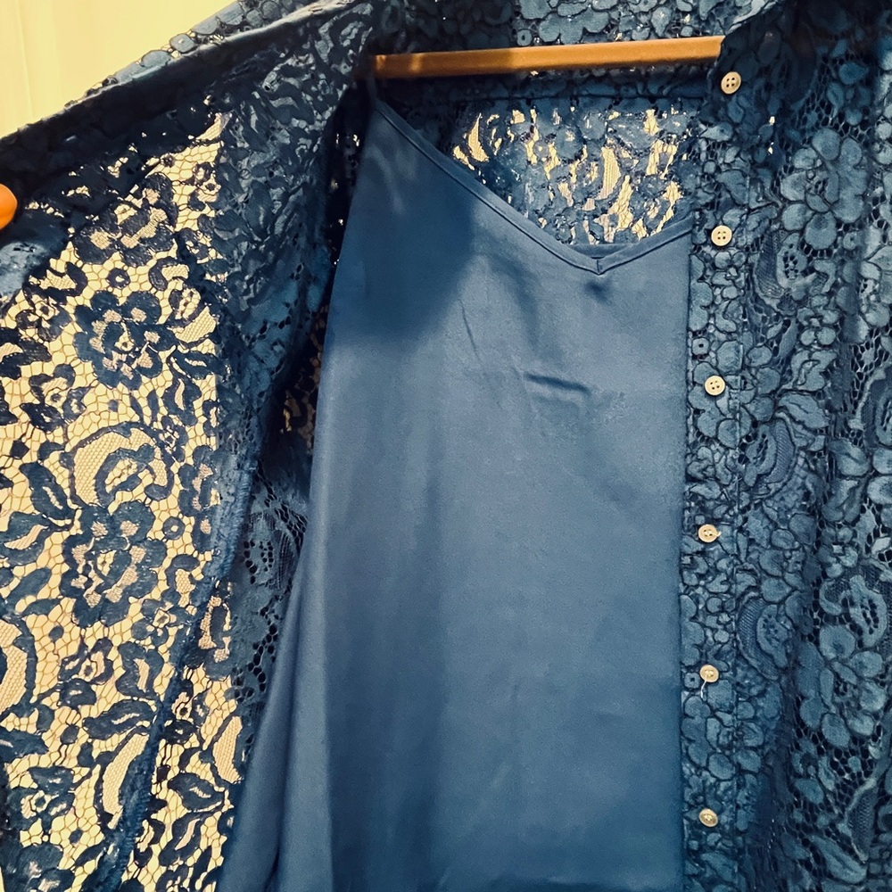 J. Crew Royal Blue Lace Top